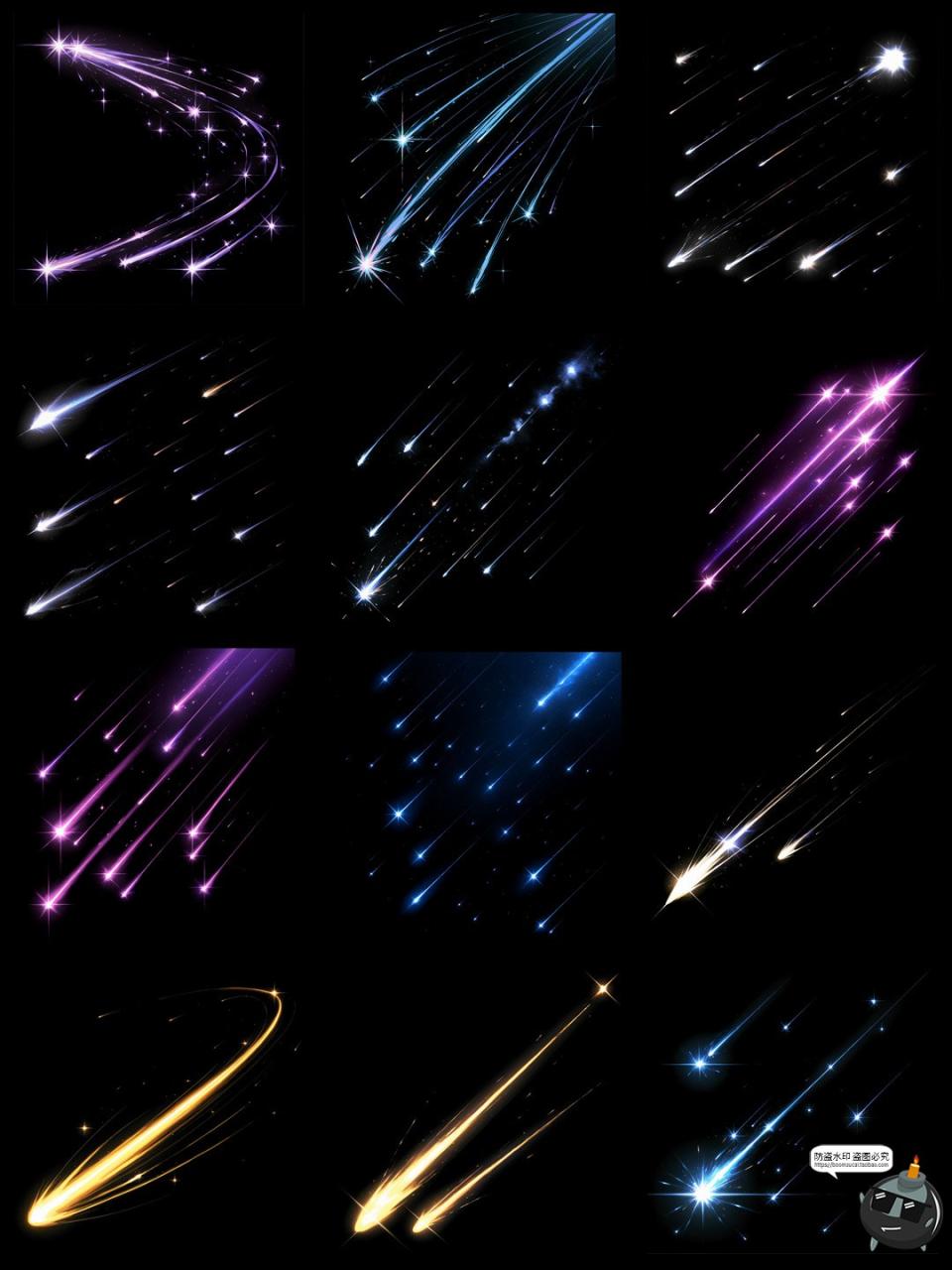 图片[1]-卡通动漫流星雨彗星拖尾星星后期叠加美工特效合成PNG免抠素材-设计猿