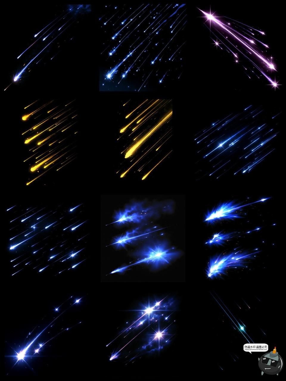 图片[2]-卡通动漫流星雨彗星拖尾星星后期叠加美工特效合成PNG免抠素材-设计猿