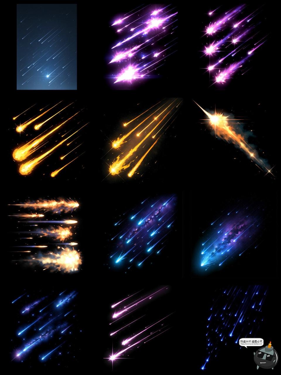 图片[4]-卡通动漫流星雨彗星拖尾星星后期叠加美工特效合成PNG免抠素材-设计猿