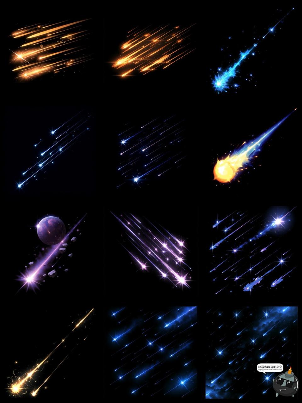 图片[7]-卡通动漫流星雨彗星拖尾星星后期叠加美工特效合成PNG免抠素材-设计猿