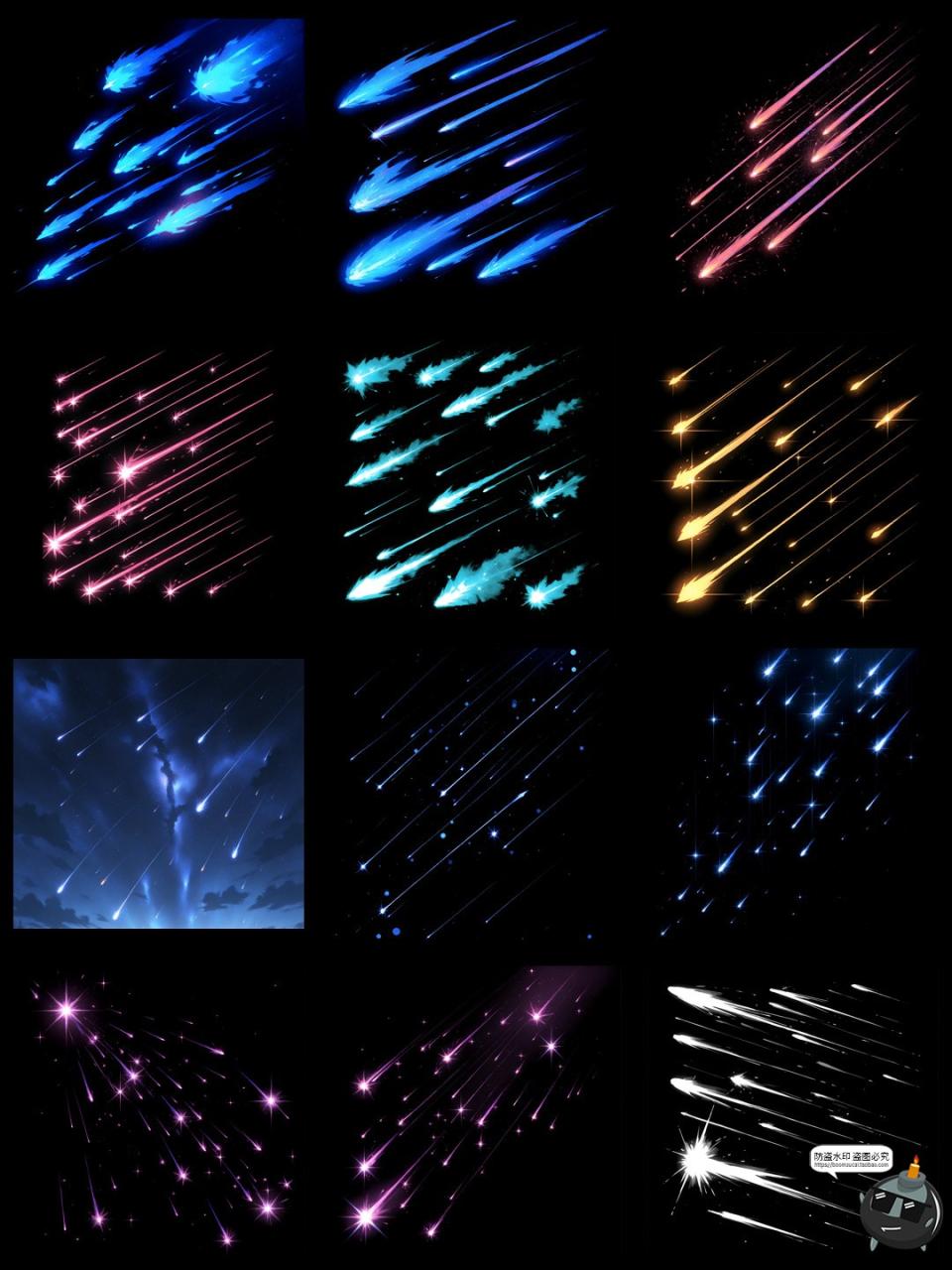 图片[8]-卡通动漫流星雨彗星拖尾星星后期叠加美工特效合成PNG免抠素材-设计猿