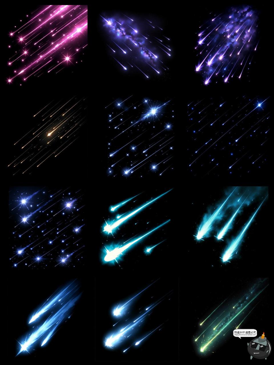 图片[9]-卡通动漫流星雨彗星拖尾星星后期叠加美工特效合成PNG免抠素材-设计猿