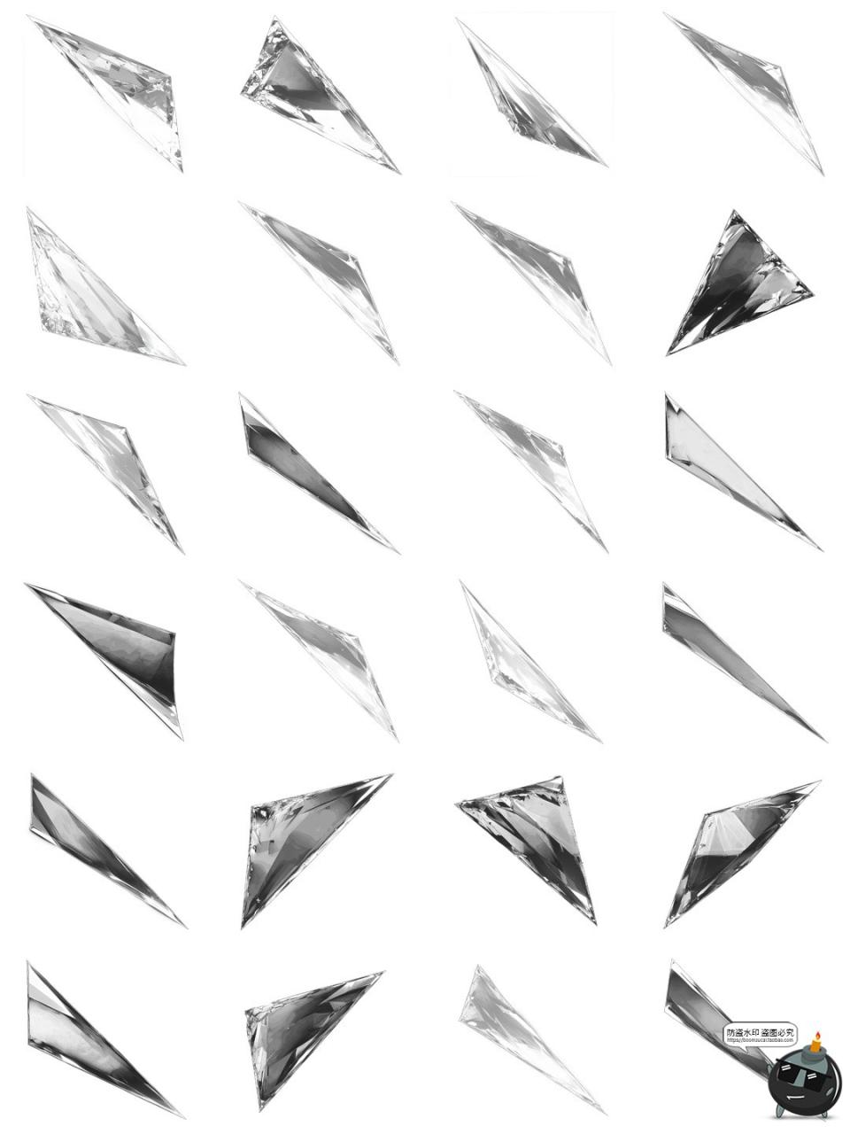 图片[1]-破碎玻璃碎片碎块锋利后期合成美工cos特效装饰元素PNG免扣图素材-设计猿