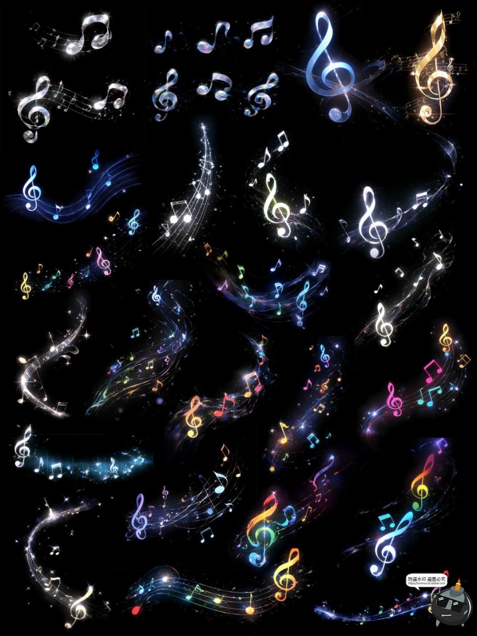 图片[2]-卡通梦幻音符音乐五线乐谱音律特效光效装饰元素手账PNG免抠素材-设计猿