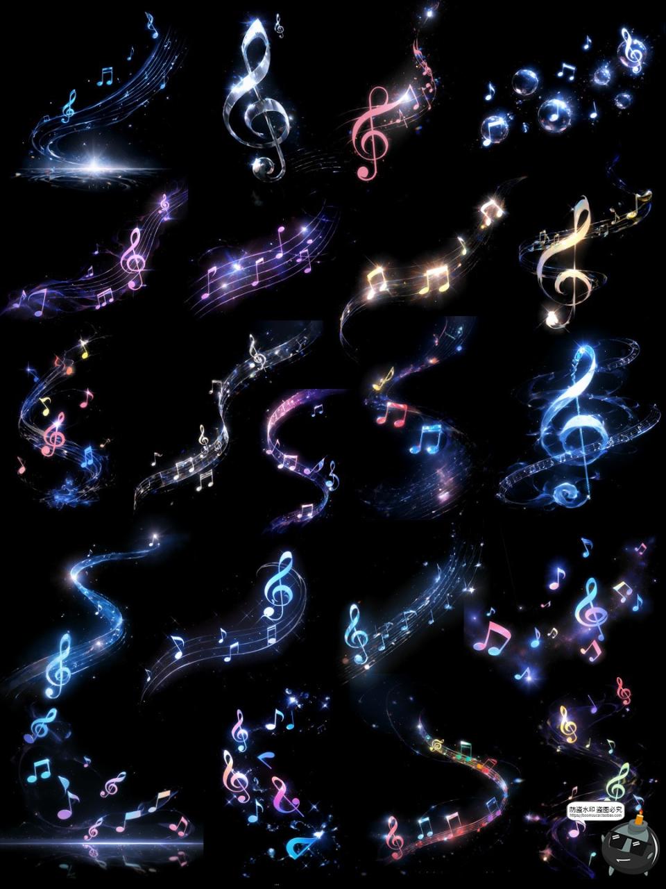 图片[3]-卡通梦幻音符音乐五线乐谱音律特效光效装饰元素手账PNG免抠素材-设计猿