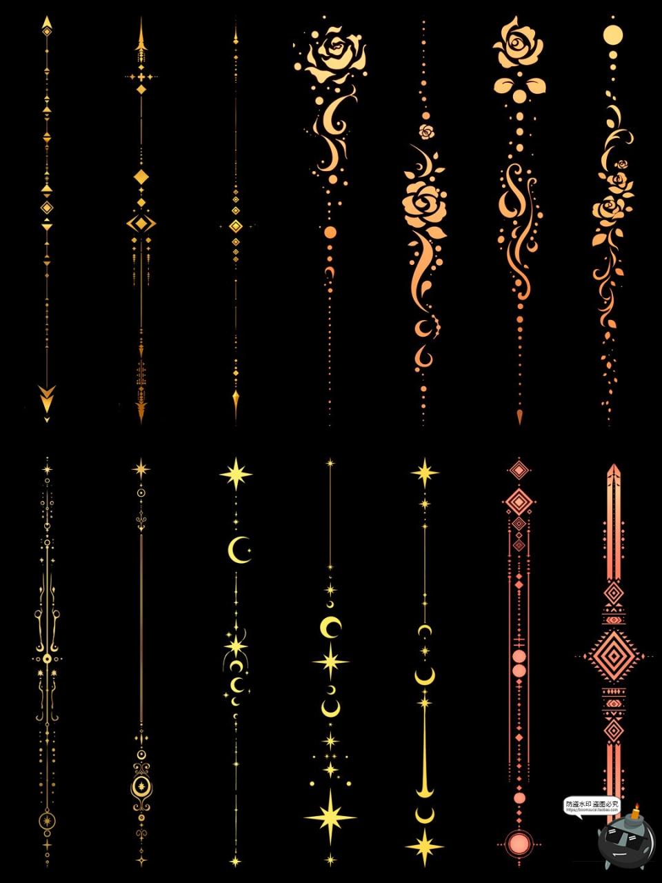 图片[2]-欧式极简花纹图案条形分割线界限竖线手账动漫美工PNG免抠素材图-设计猿