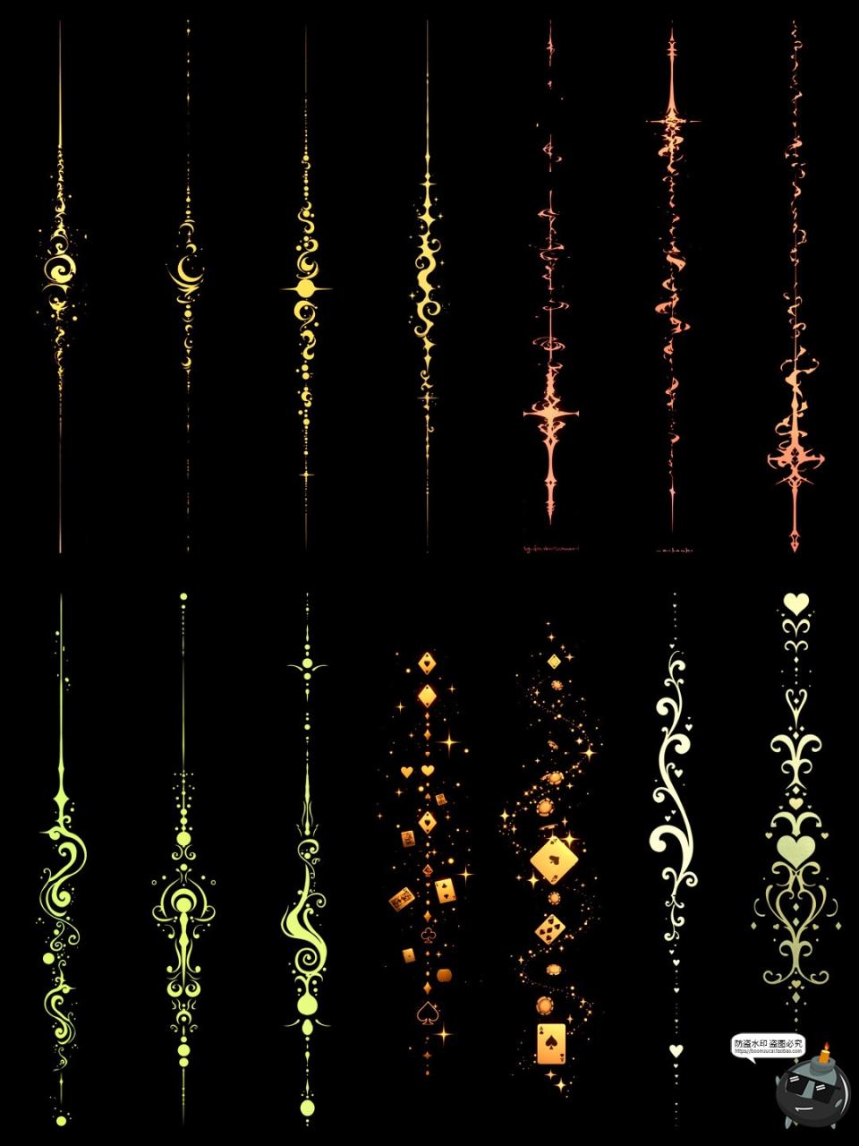 图片[3]-欧式极简花纹图案条形分割线界限竖线手账动漫美工PNG免抠素材图-设计猿