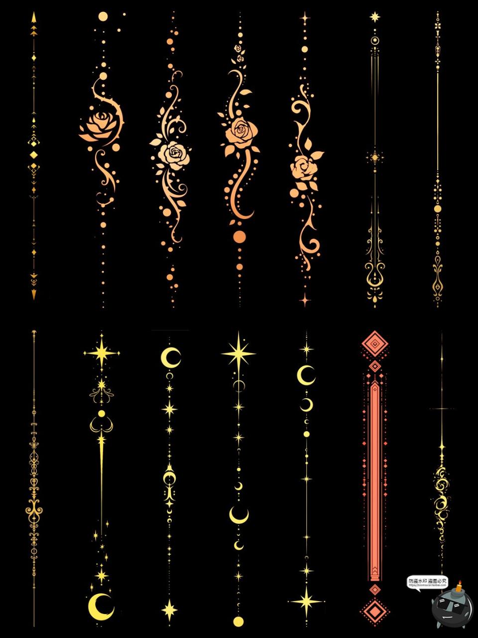 图片[5]-欧式极简花纹图案条形分割线界限竖线手账动漫美工PNG免抠素材图-设计猿