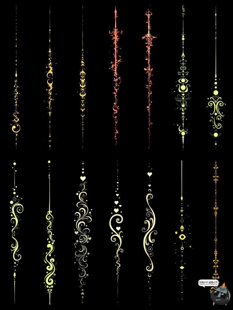 图片[7]-欧式极简花纹图案条形分割线界限竖线手账动漫美工PNG免抠素材图-设计猿