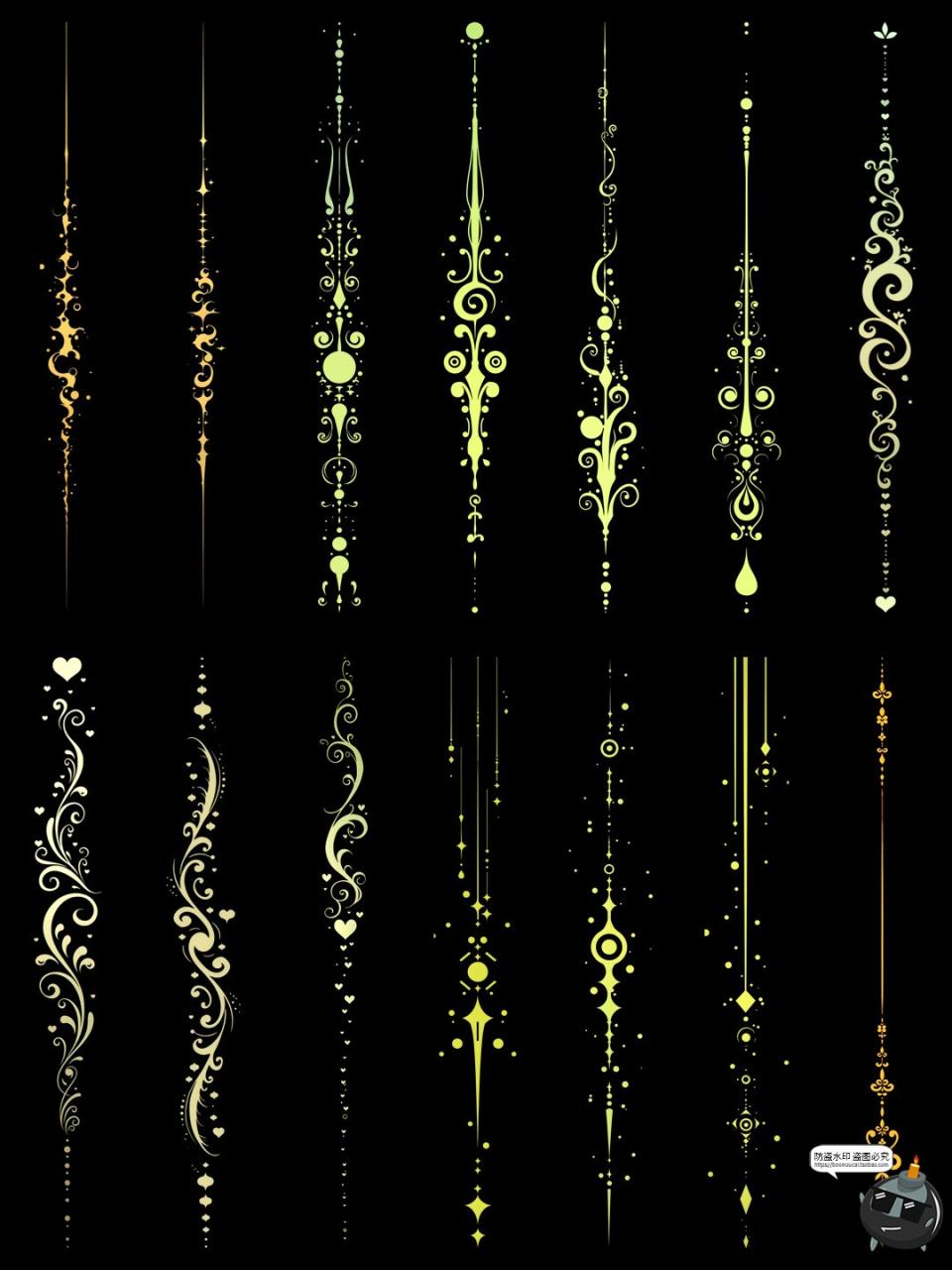 图片[11]-欧式极简花纹图案条形分割线界限竖线手账动漫美工PNG免抠素材图-设计猿