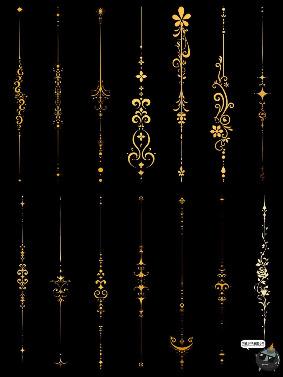图片[13]-欧式极简花纹图案条形分割线界限竖线手账动漫美工PNG免抠素材图-设计猿