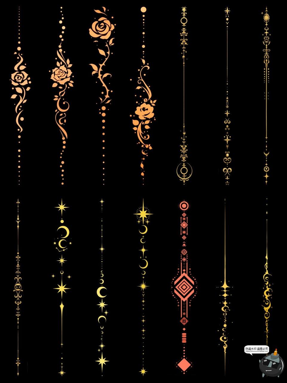 图片[14]-欧式极简花纹图案条形分割线界限竖线手账动漫美工PNG免抠素材图-设计猿