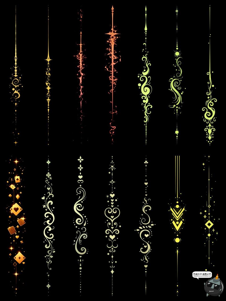 图片[15]-欧式极简花纹图案条形分割线界限竖线手账动漫美工PNG免抠素材图-设计猿