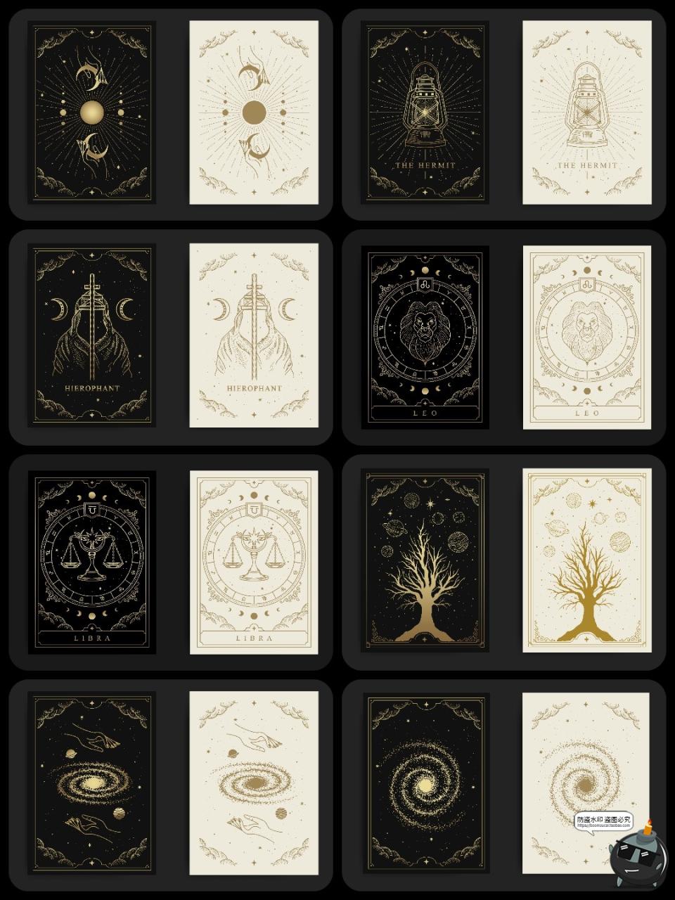 图片[4]-复古欧式卡牌线稿古典宇宙符号装饰插画卡片背景图案AI矢量素材图-设计猿