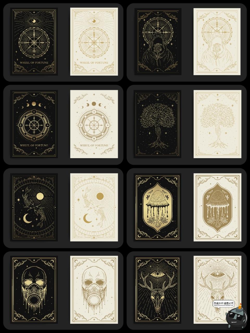 图片[8]-复古欧式卡牌线稿古典宇宙符号装饰插画卡片背景图案AI矢量素材图-设计猿