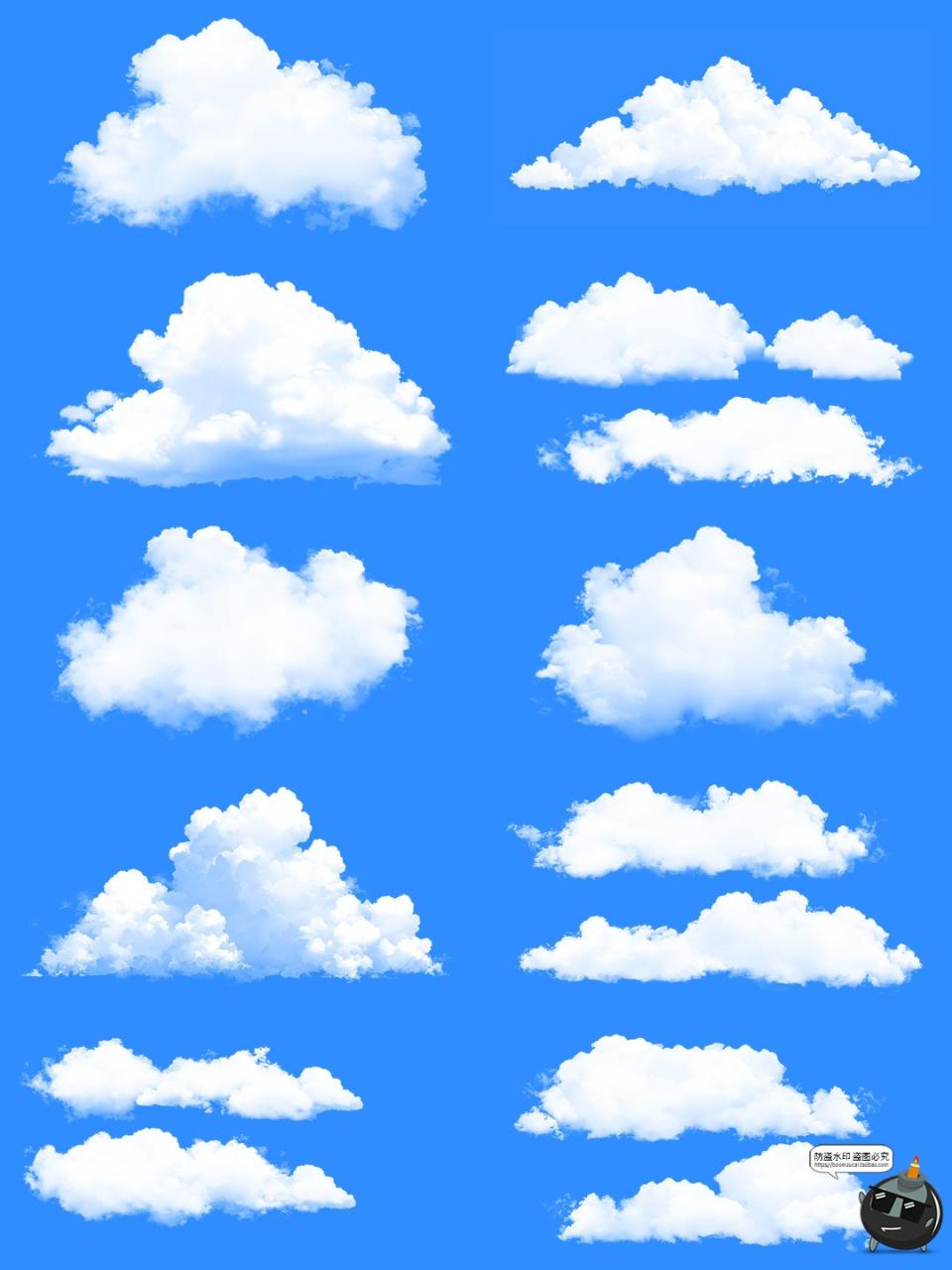 图片[3]-卡通动漫水彩白色云层云朵白云装饰元素手账美工PNG免扣素材图-设计猿