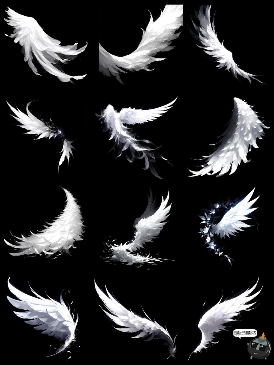 图片[1]-卡通纯白精灵天使羽毛羽翼翅膀双翅特效照片后期合成PNG免抠素材-设计猿