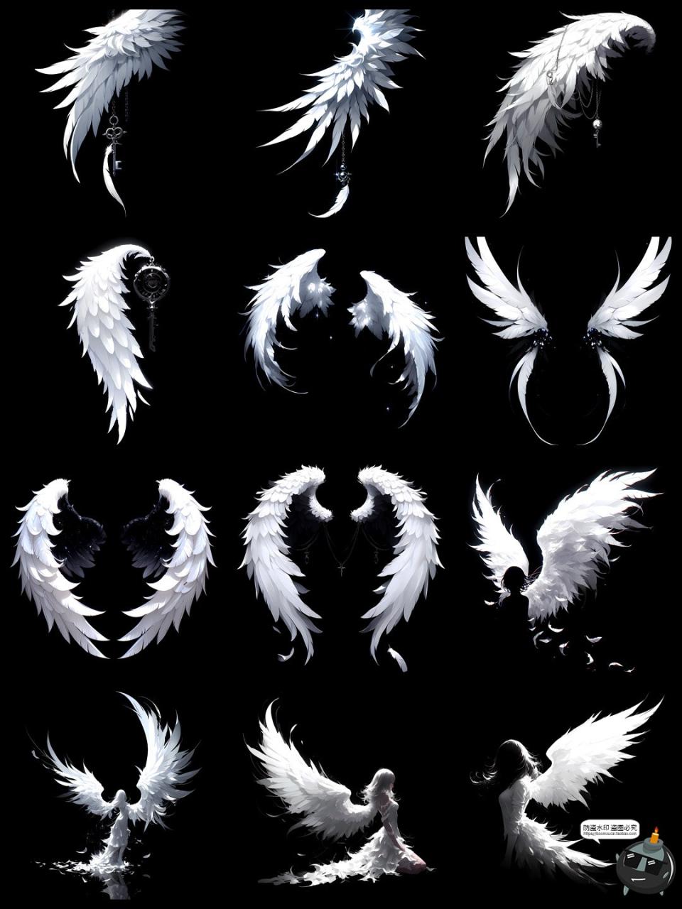 图片[2]-卡通纯白精灵天使羽毛羽翼翅膀双翅特效照片后期合成PNG免抠素材-设计猿