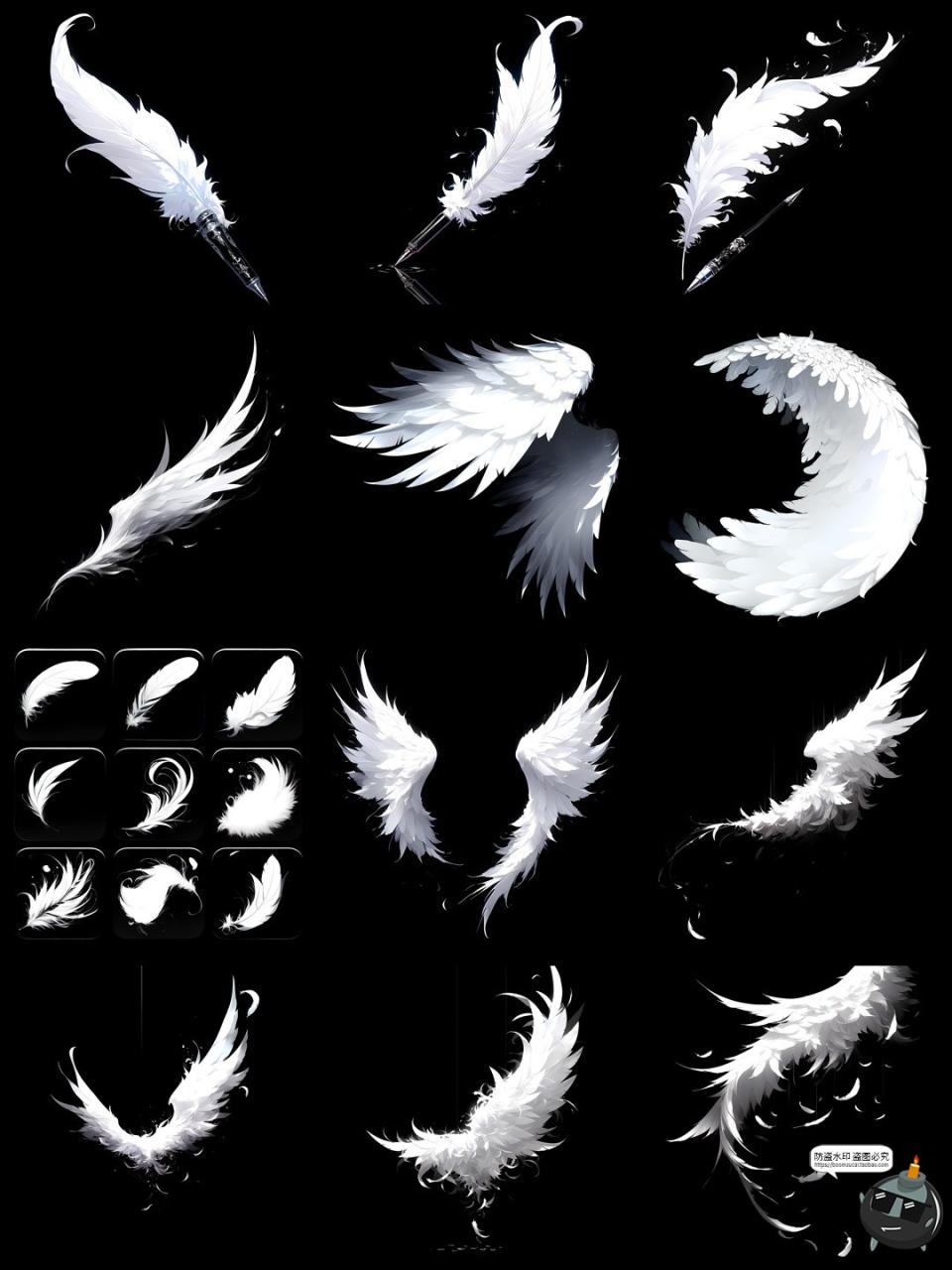 图片[3]-卡通纯白精灵天使羽毛羽翼翅膀双翅特效照片后期合成PNG免抠素材-设计猿