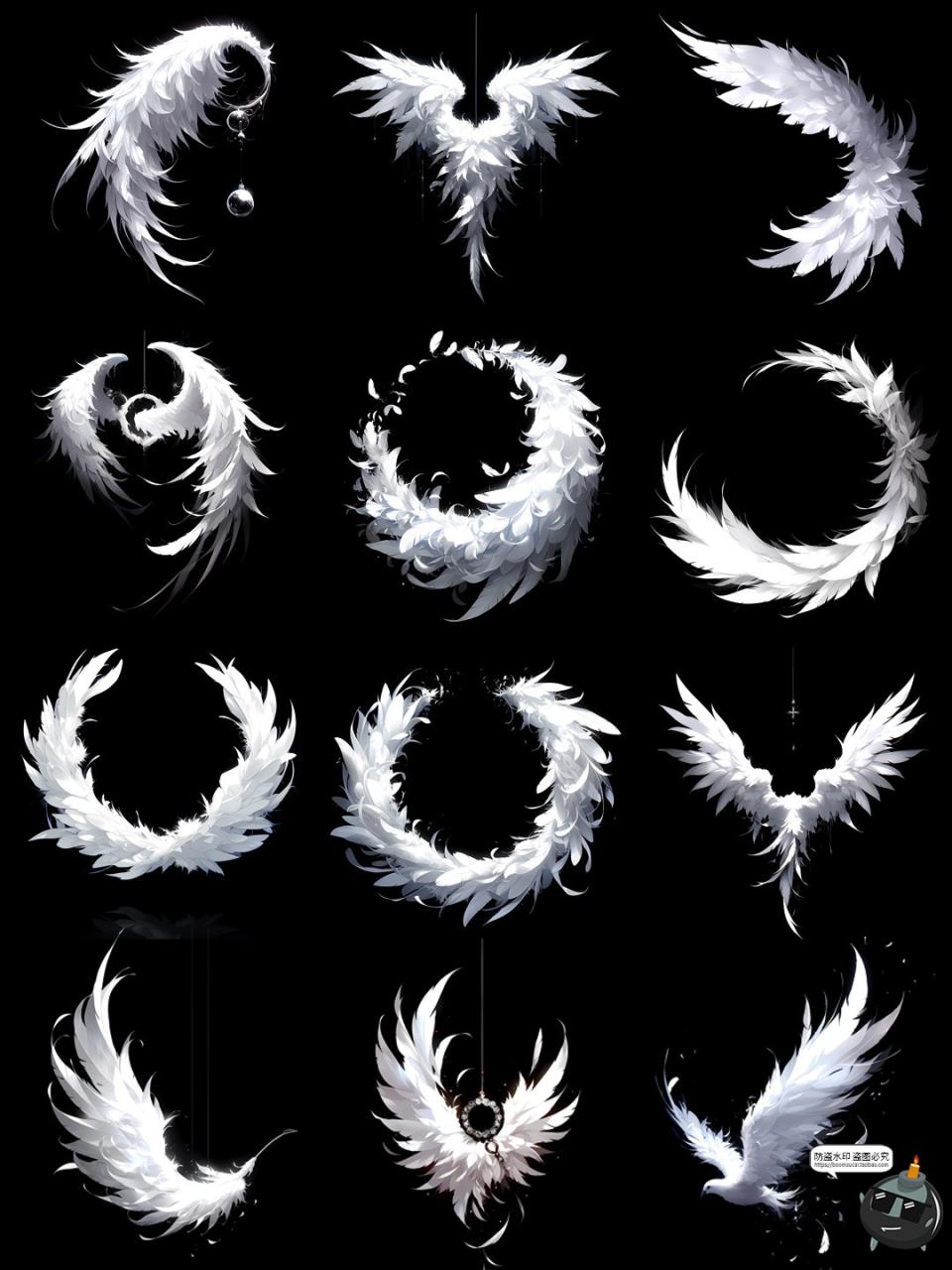 图片[7]-卡通纯白精灵天使羽毛羽翼翅膀双翅特效照片后期合成PNG免抠素材-设计猿