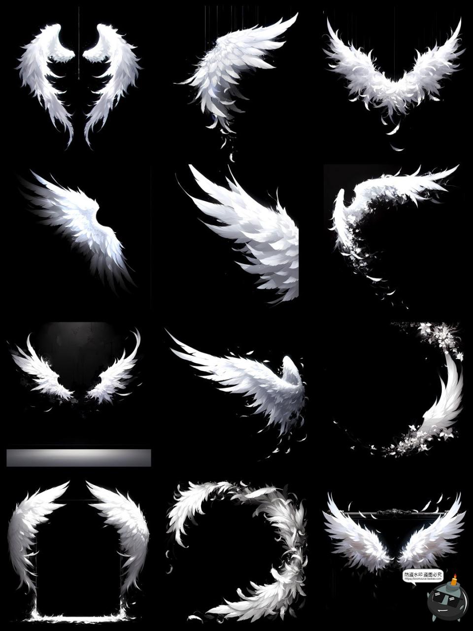图片[9]-卡通纯白精灵天使羽毛羽翼翅膀双翅特效照片后期合成PNG免抠素材-设计猿