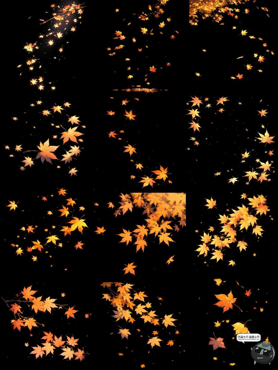图片[1]-秋季飞舞枫叶动漫卡通光影漂浮氛围cos特效PNG免抠后期合成素材-设计猿