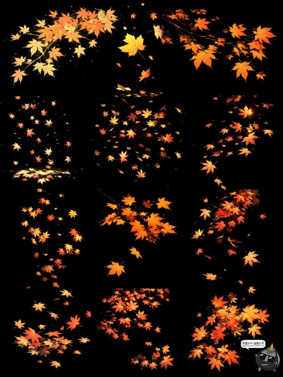 图片[2]-秋季飞舞枫叶动漫卡通光影漂浮氛围cos特效PNG免抠后期合成素材-设计猿