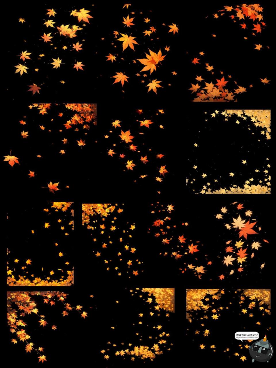 图片[3]-秋季飞舞枫叶动漫卡通光影漂浮氛围cos特效PNG免抠后期合成素材-设计猿