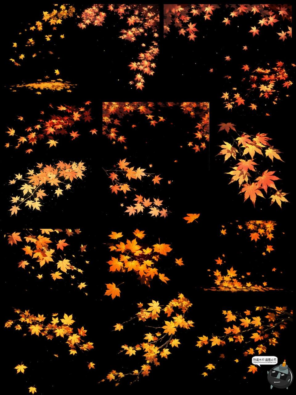 图片[4]-秋季飞舞枫叶动漫卡通光影漂浮氛围cos特效PNG免抠后期合成素材-设计猿