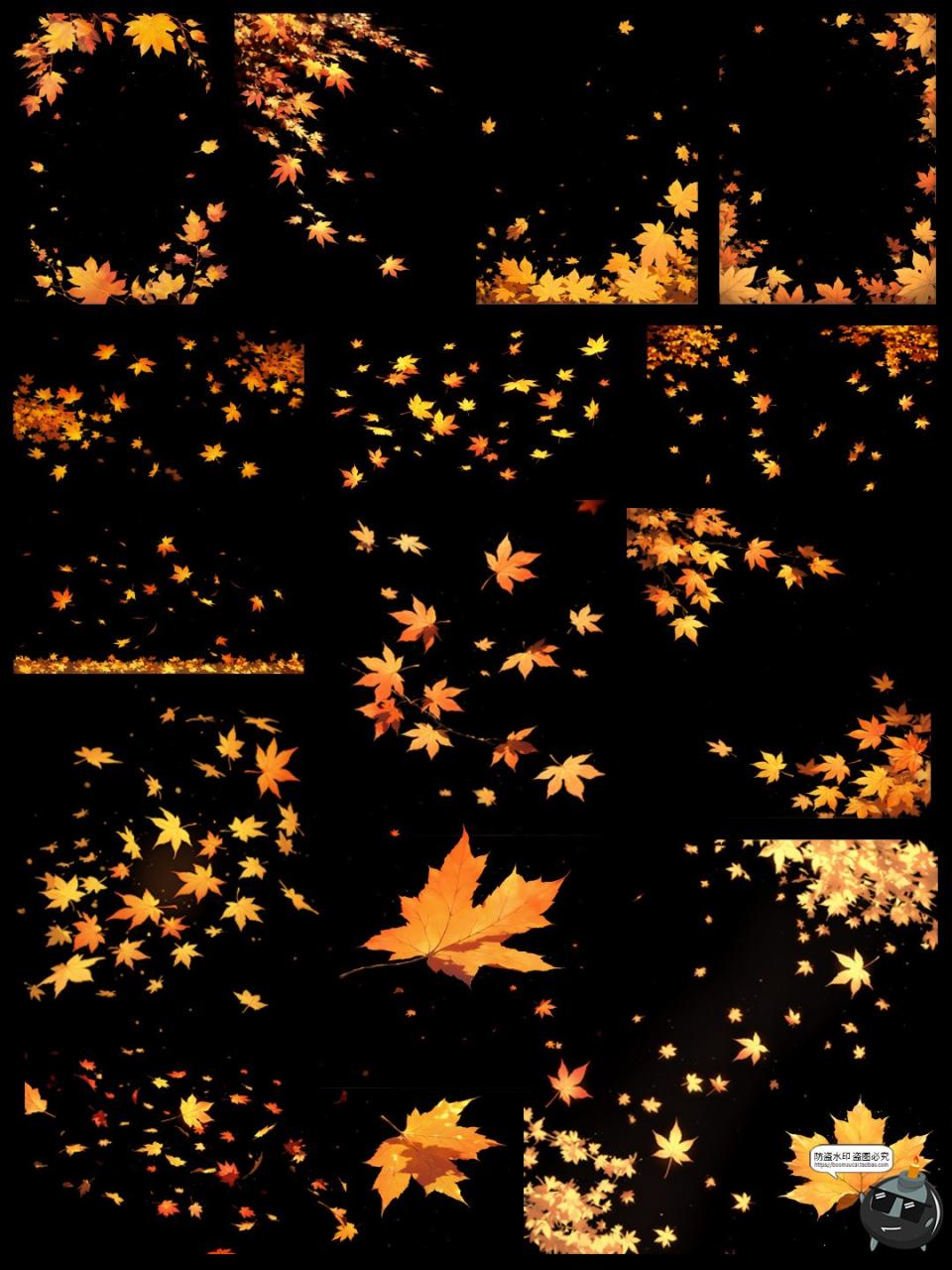 图片[9]-秋季飞舞枫叶动漫卡通光影漂浮氛围cos特效PNG免抠后期合成素材-设计猿