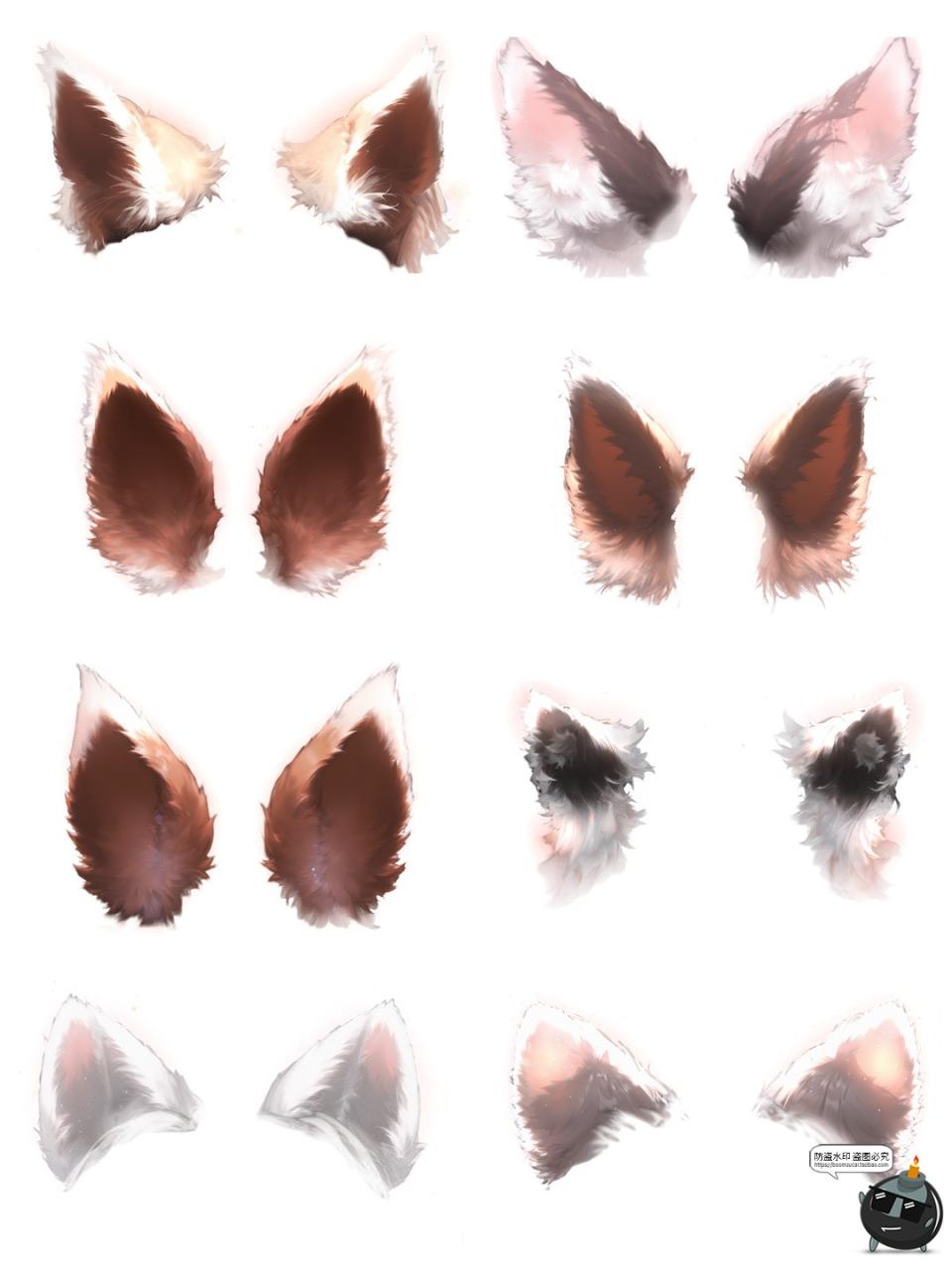 图片[1]-毛绒动物兔子猫狗兽宠物耳朵cos照片美工合成特效免抠PNG图片素材-设计猿