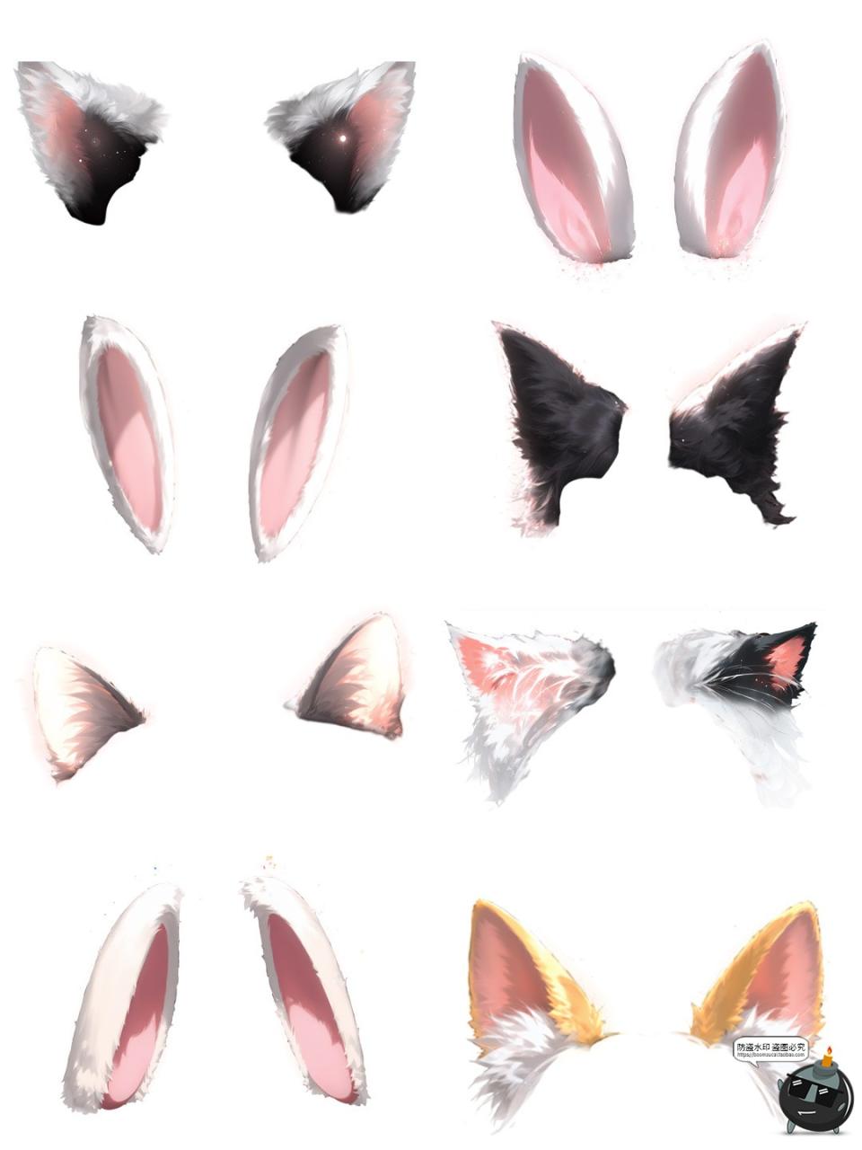 图片[6]-毛绒动物兔子猫狗兽宠物耳朵cos照片美工合成特效免抠PNG图片素材-设计猿