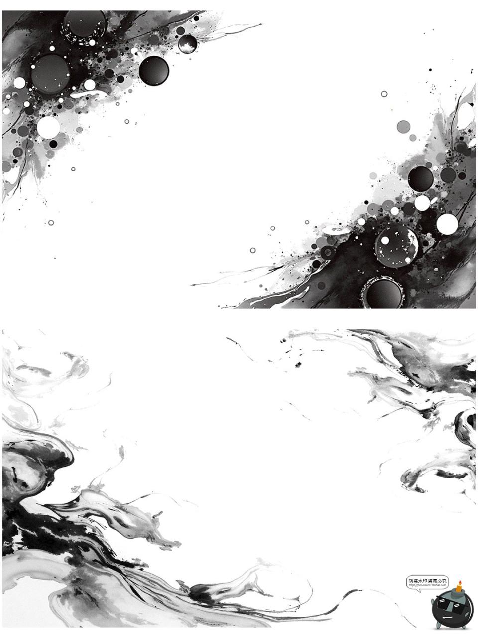 图片[4]-中国风水墨边框复古花枝竹叶长方形黑墨花卉诗意边框png免抠素材-设计猿