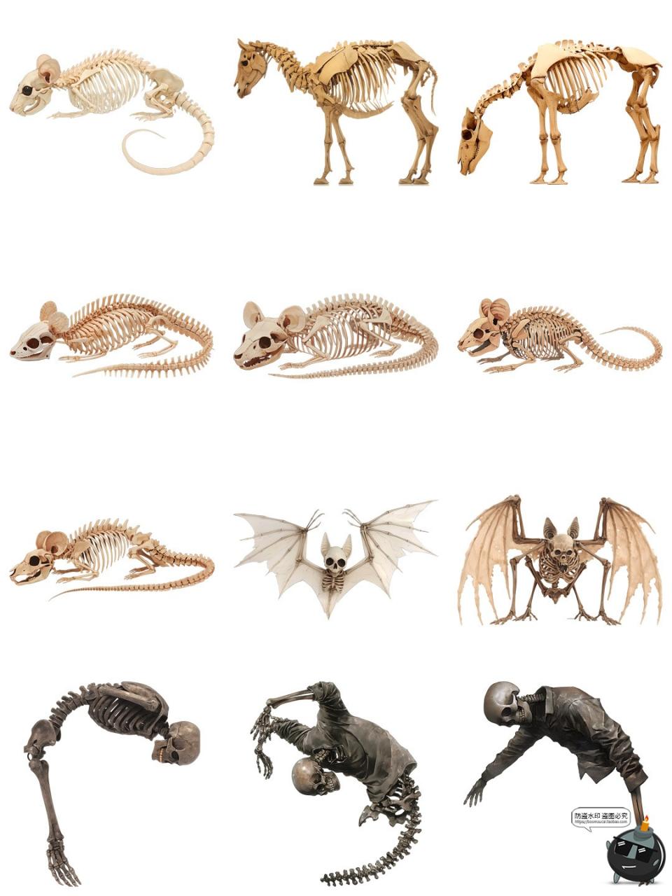 图片[2]-暗黑生物异形外星人物骸骨躯干骷髅标本装饰元素PNG免抠素材图片-设计猿