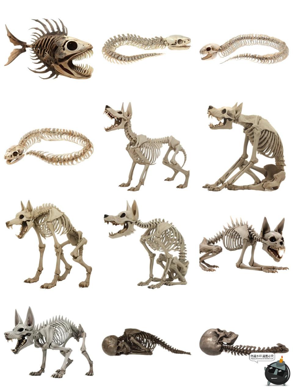 图片[4]-暗黑生物异形外星人物骸骨躯干骷髅标本装饰元素PNG免抠素材图片-设计猿