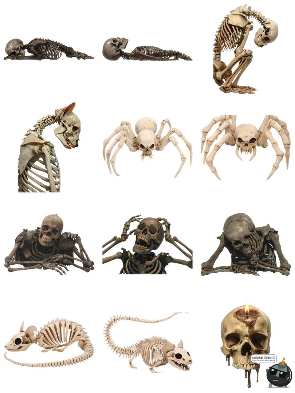 图片[6]-暗黑生物异形外星人物骸骨躯干骷髅标本装饰元素PNG免抠素材图片-设计猿