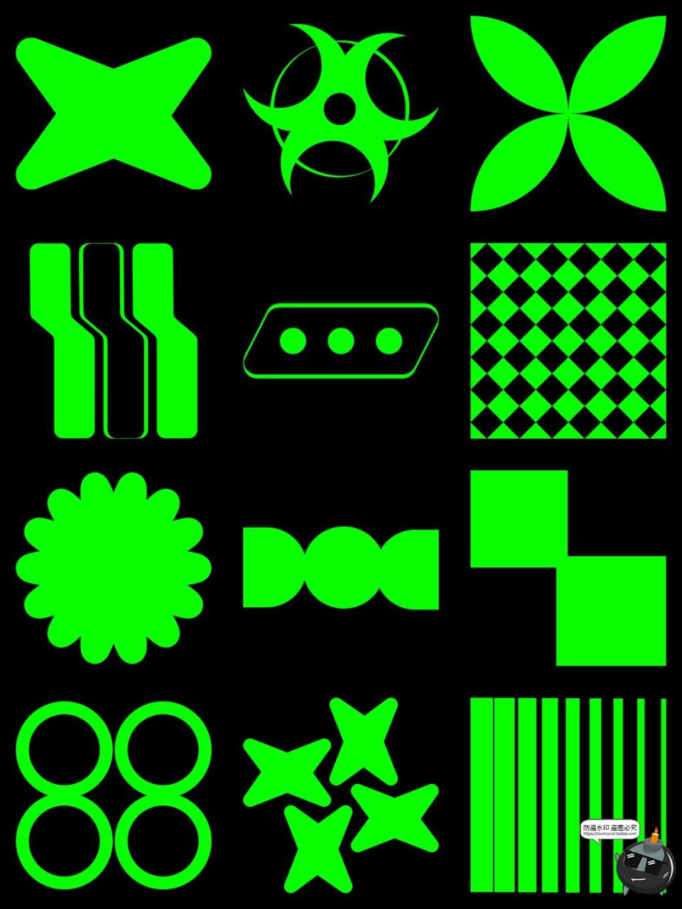 图片[2]-抽象艺术Y2K复古几何图形科技图案装饰元素PNG免抠AI矢量SVG素材-设计猿