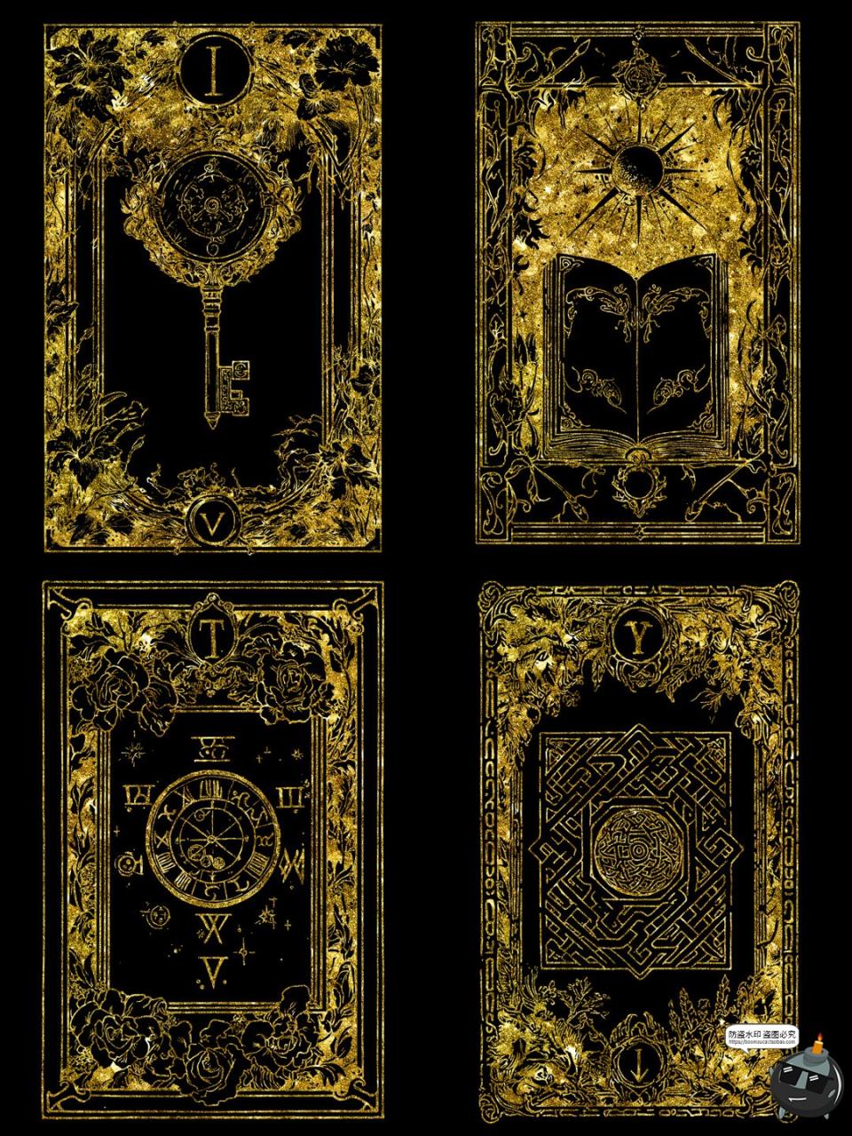 图片[6]-鎏金欧式魔法卡牌插画线稿牌面卡片日月星球图案图片PNG免抠素材-设计猿