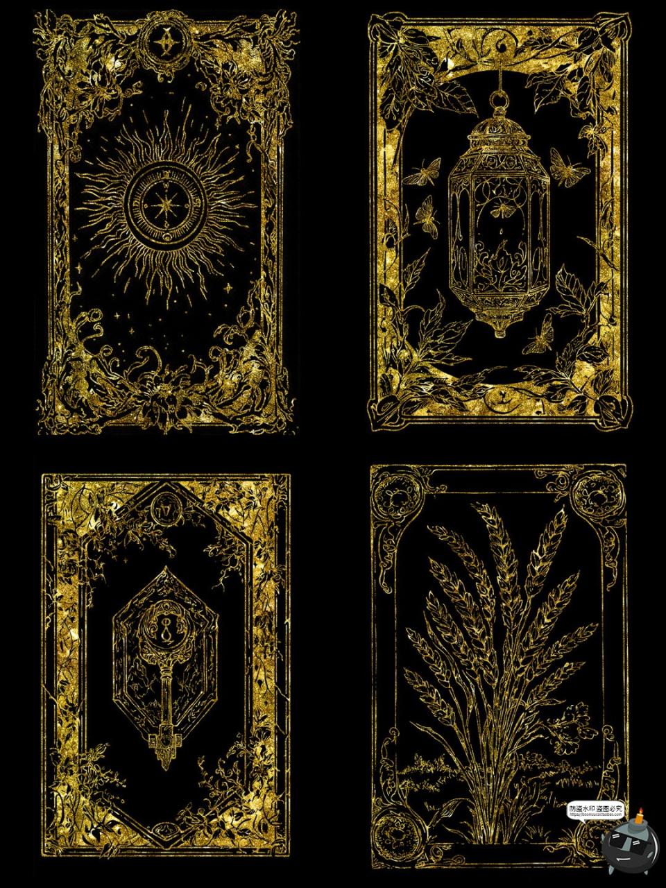 图片[13]-鎏金欧式魔法卡牌插画线稿牌面卡片日月星球图案图片PNG免抠素材-设计猿