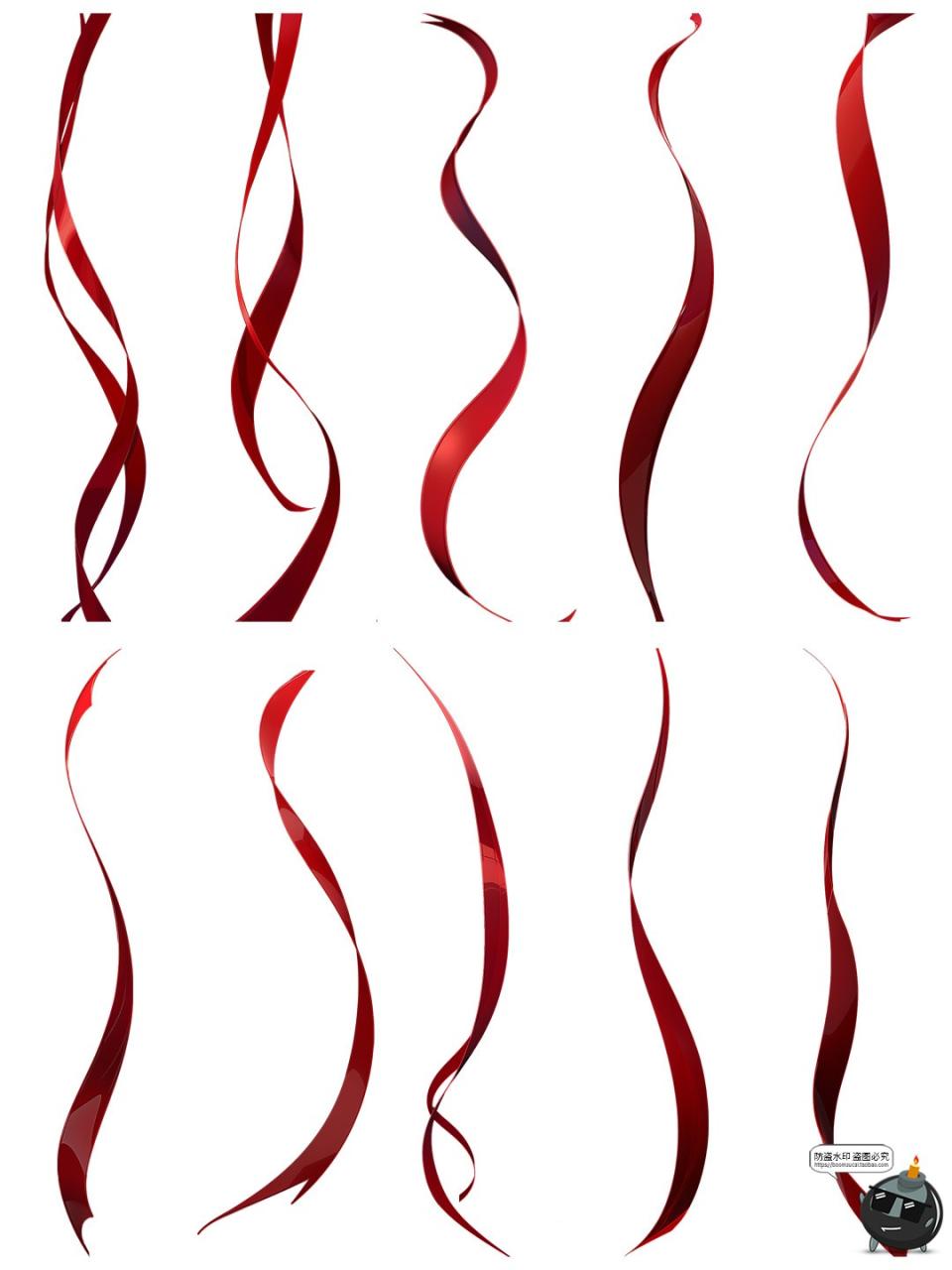 图片[1]-中式古风中国风红色飘带绸带丝带绸缎一根根飘摇PNG免抠合成素材-设计猿