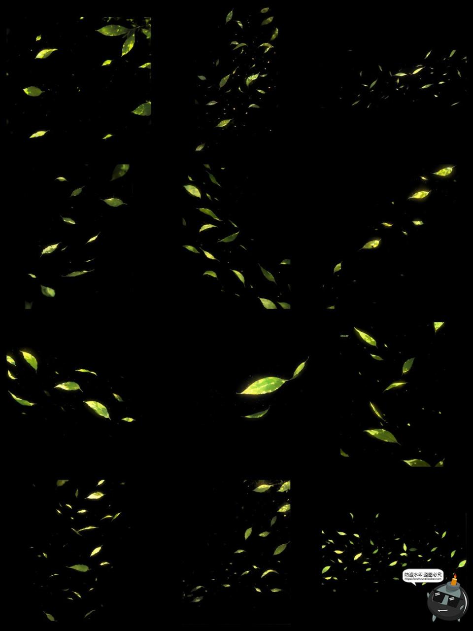 图片[1]-绿叶漂浮光影飞舞氛围特效cos照片动漫后期合成美工PNG免抠素材图-设计猿