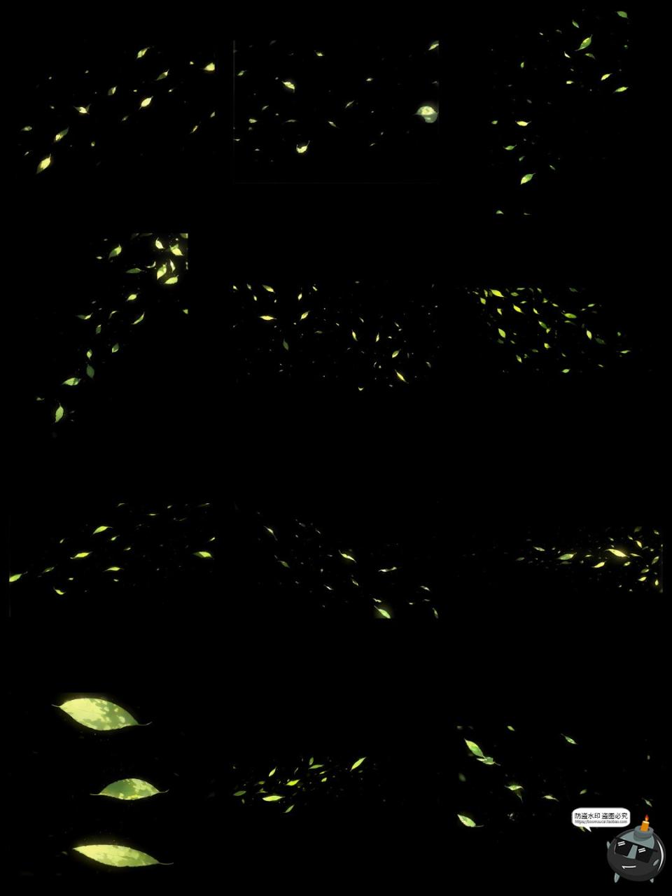 图片[4]-绿叶漂浮光影飞舞氛围特效cos照片动漫后期合成美工PNG免抠素材图-设计猿