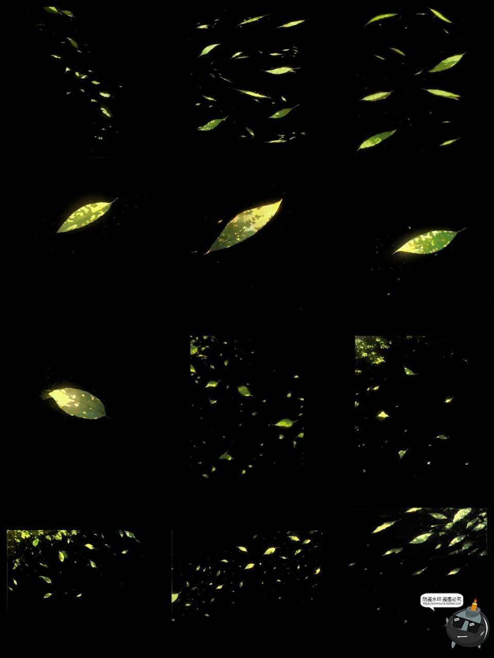 图片[11]-绿叶漂浮光影飞舞氛围特效cos照片动漫后期合成美工PNG免抠素材图-设计猿