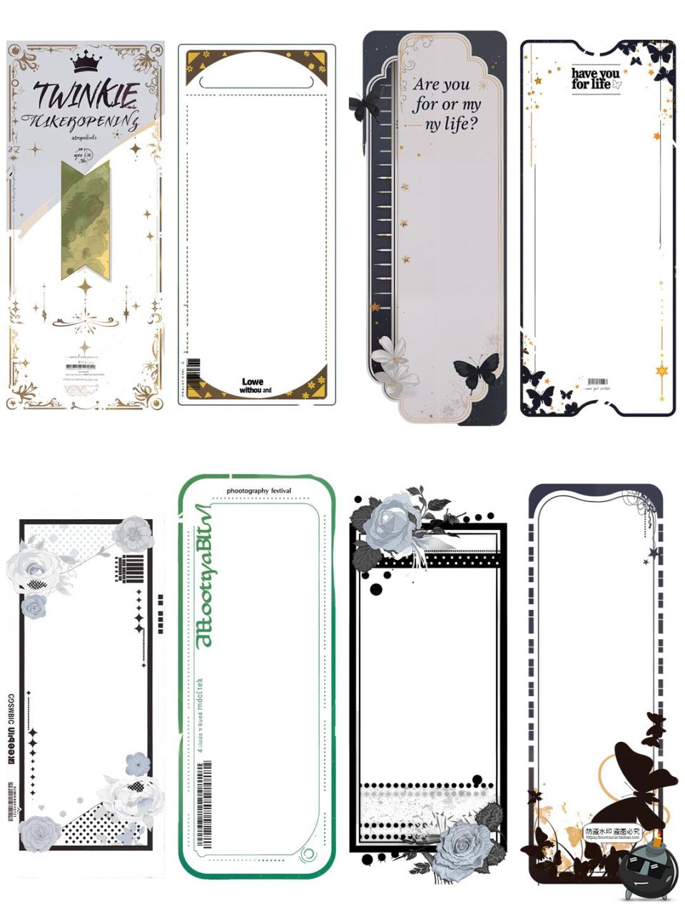 图片[5]-书签边框卡牌长条形框侧边栏文本框元素插画手账背景PNG免抠素材-设计猿