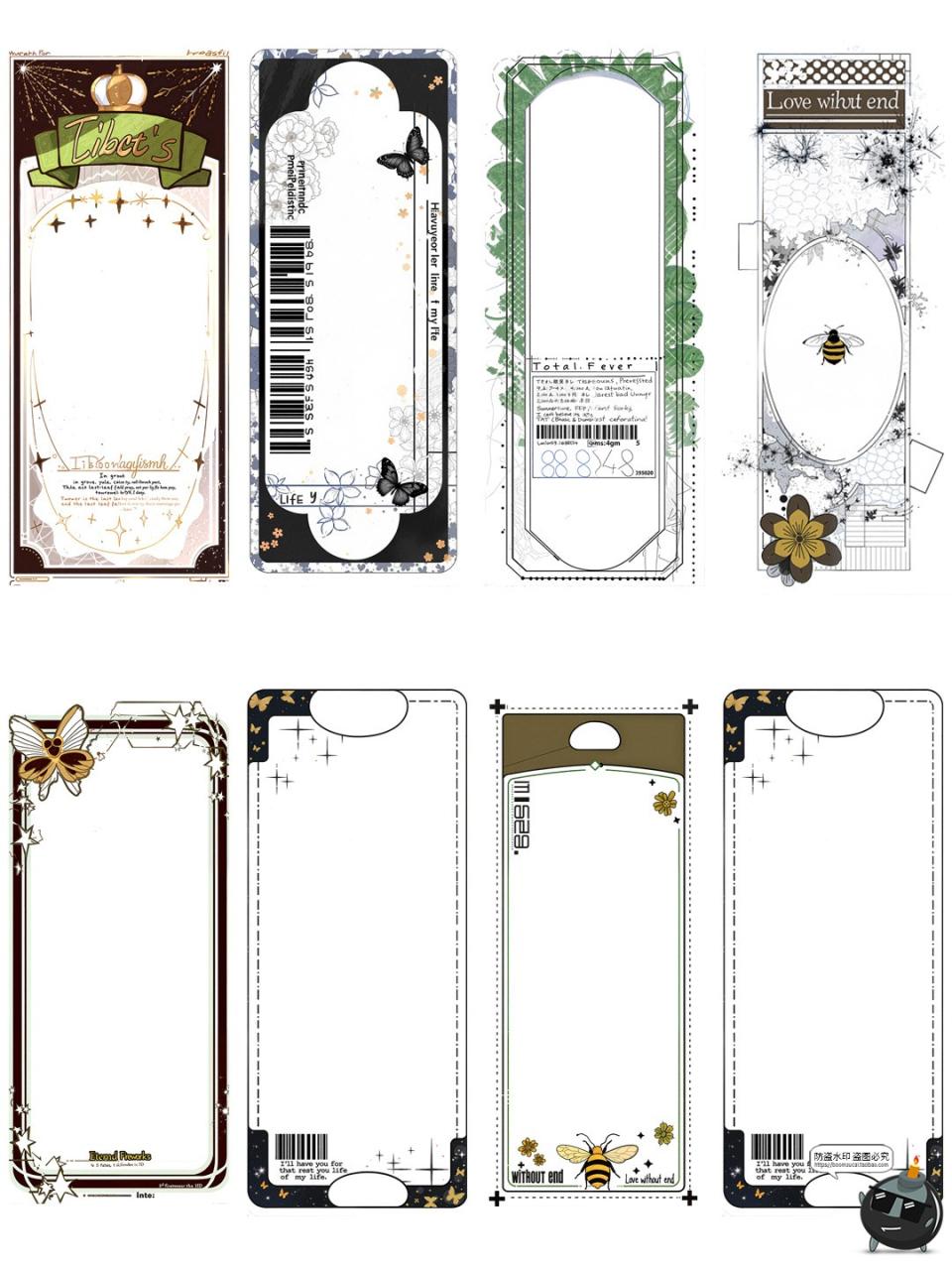 图片[11]-书签边框卡牌长条形框侧边栏文本框元素插画手账背景PNG免抠素材-设计猿