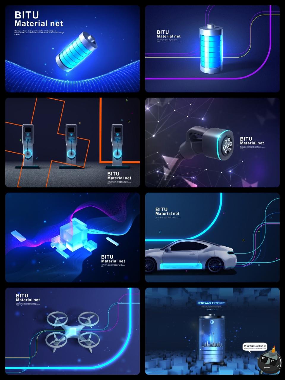 图片[1]-环保再生新能源汽车未来科幻充电桩电池智能科技主视觉海报PS素材-设计猿