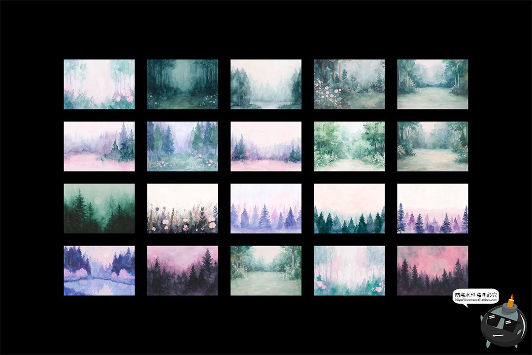 图片[6]-水彩女巫植物精灵蘑菇花环装饰元素手账美工拼贴图形纸张PNG素材-设计猿