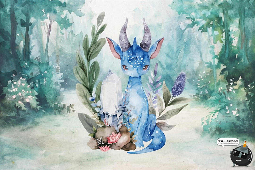 图片[12]-水彩女巫植物精灵蘑菇花环装饰元素手账美工拼贴图形纸张PNG素材-设计猿