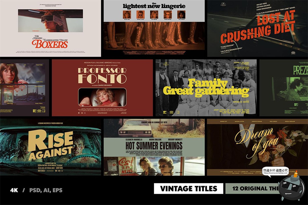 图片[1]-复古怀旧横版美式欧美老电影宣传海报封面排版版式PSD模板ps素材-设计猿