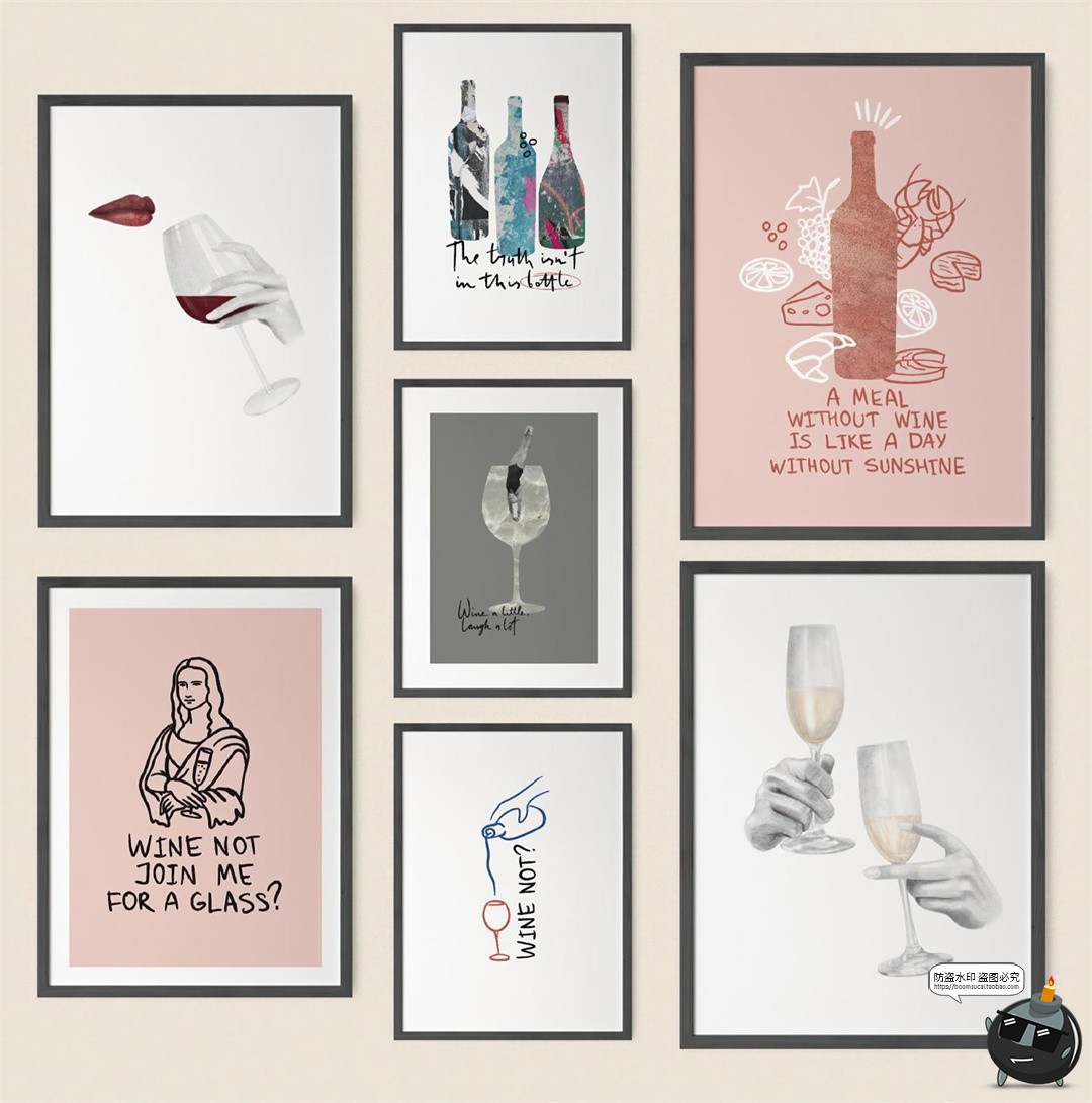 图片[6]-葡萄酒水果花朵手绘插画标签线条涂鸦艺术拼贴元素PNG免抠素材-设计猿